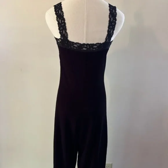 Vintage Betsey Johnson Black Velvet Lace Jumpsuit